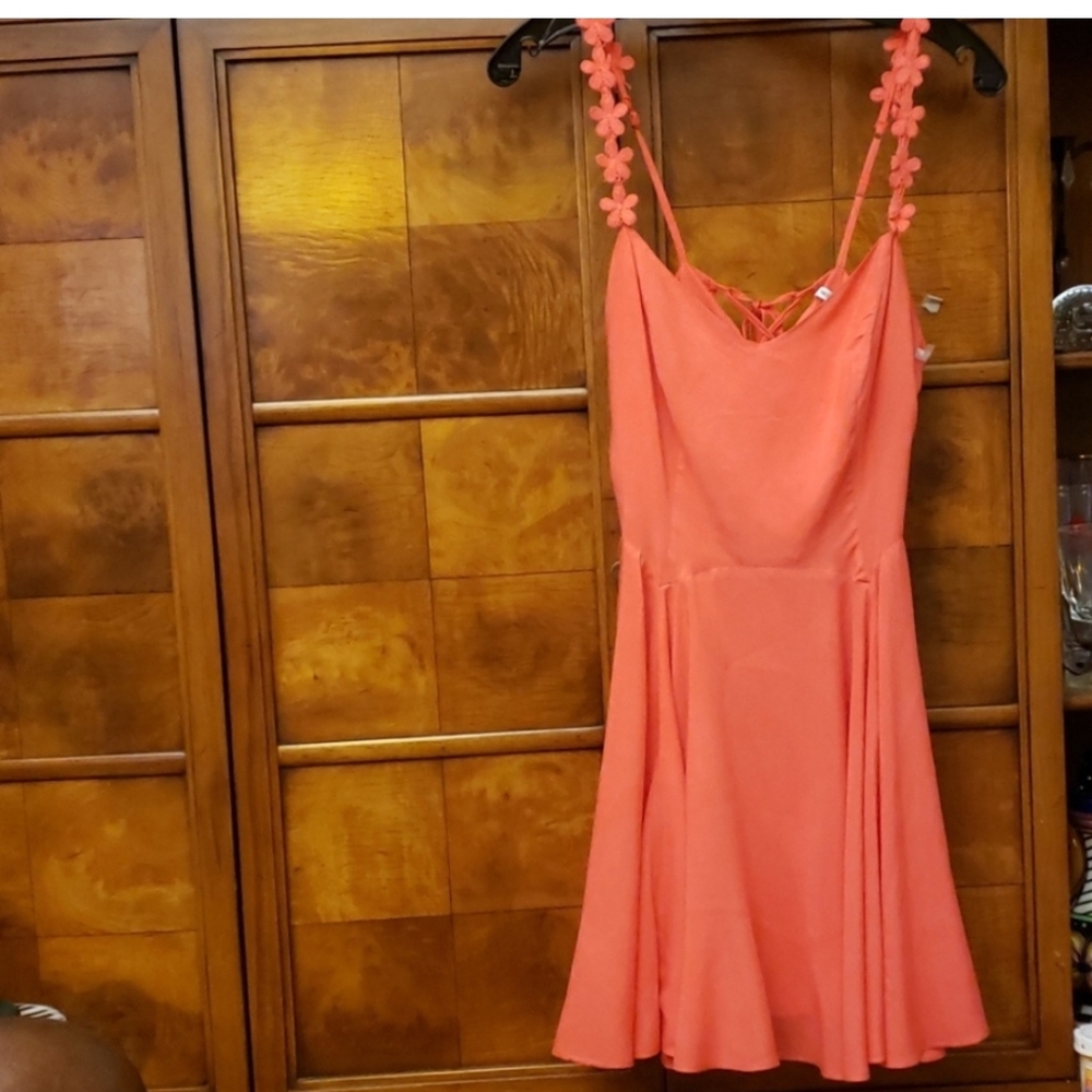 Kimchi Blue Coral Mini Floral Detailing Strappy Dress SZ XS